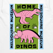 Home of Dinos White Dino and Green Long Sleeve Tee