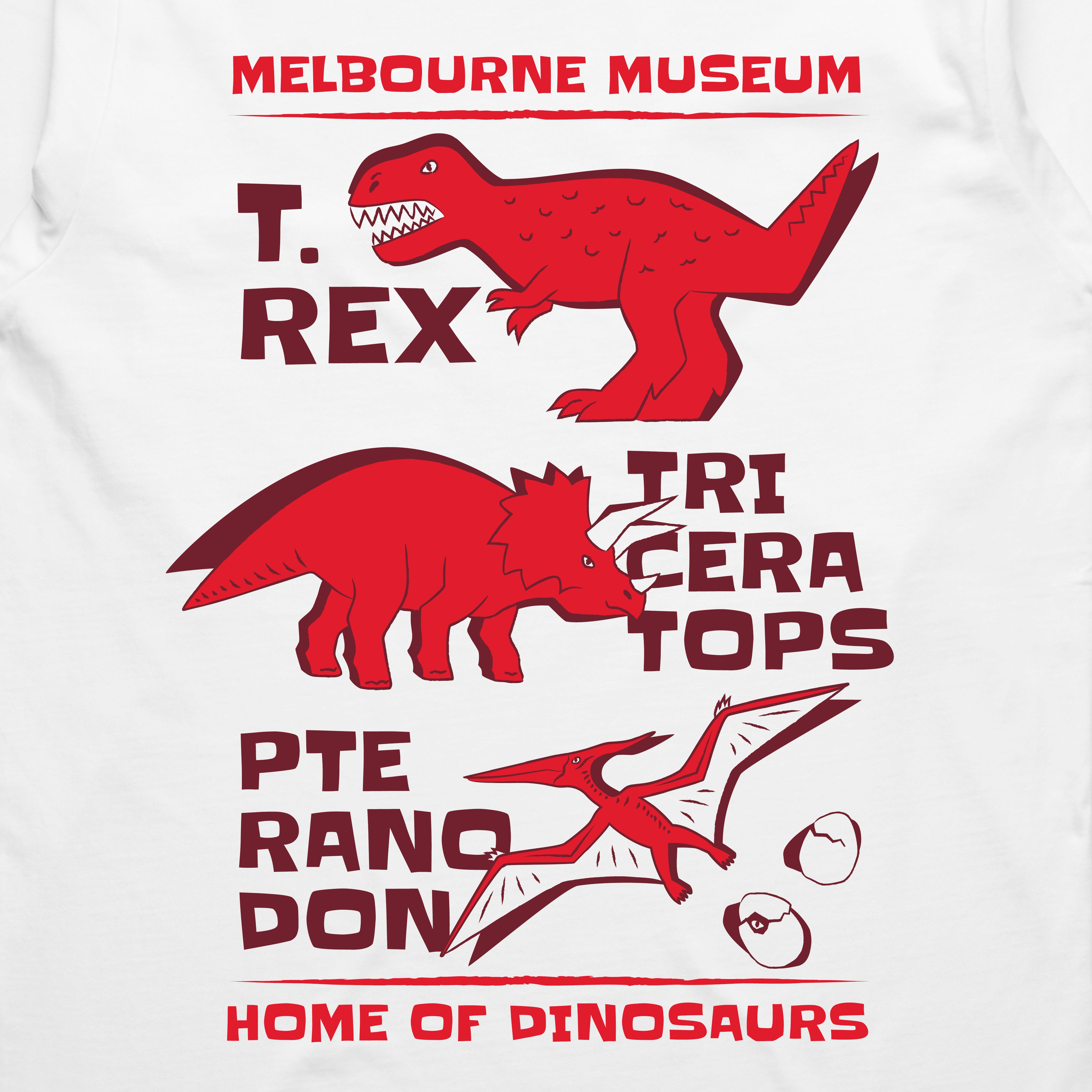 Home of Dinos White and Red Dino Long Sleeve Tee