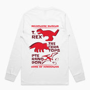 Home of Dinos White and Red Dino Long Sleeve Tee