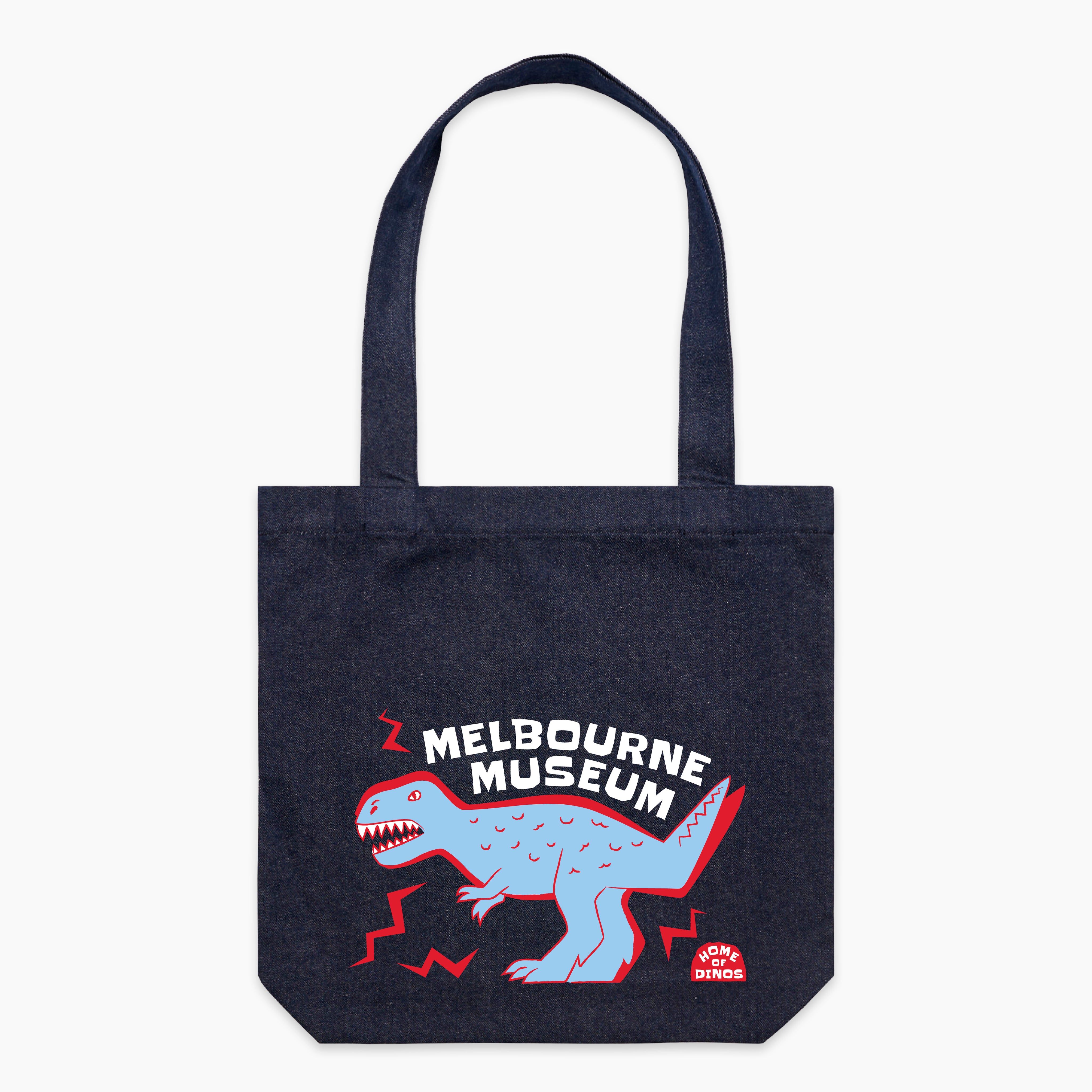 Home of Dinos Denim Tote Bag