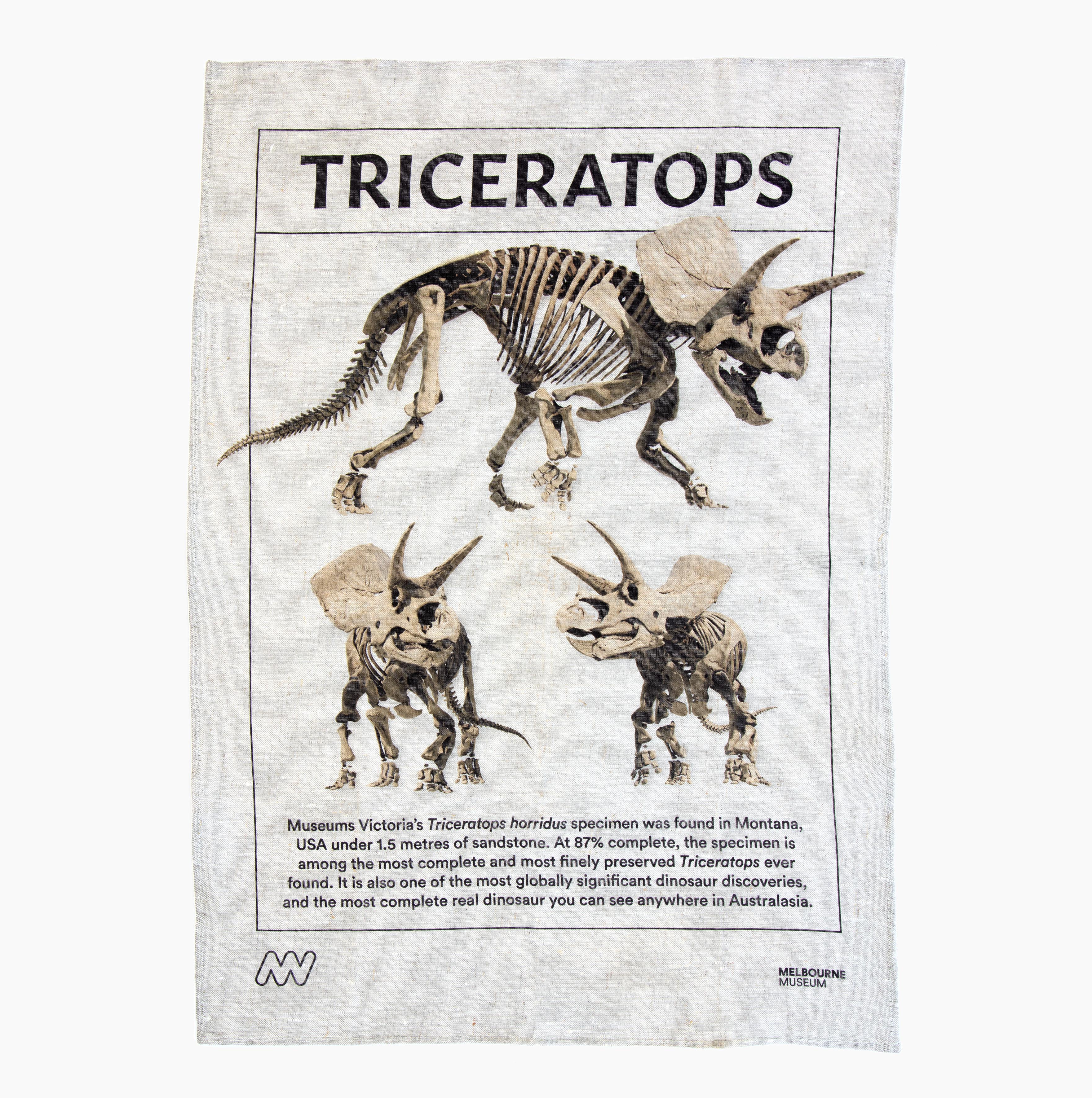 Melbourne Museum Triceratops Tea Towel