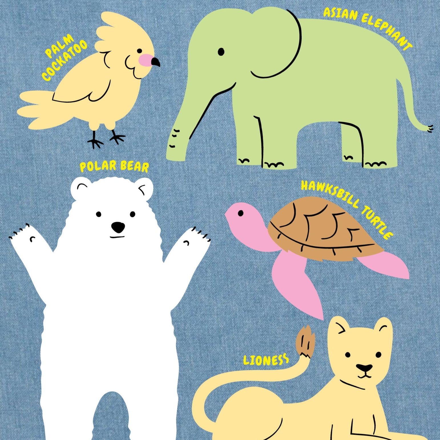 Animal Friends Denim Tote Bag