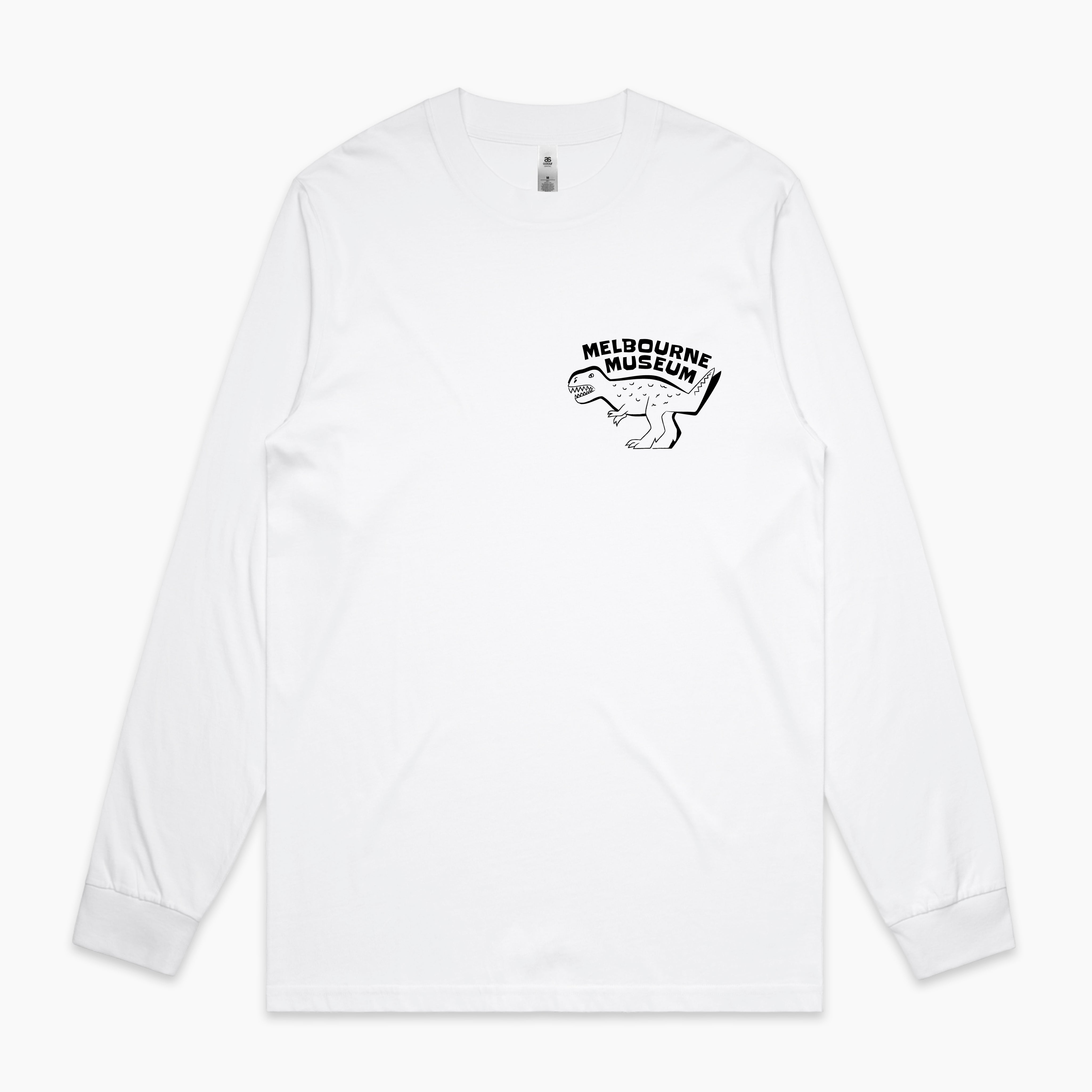 Home of Dinos White Dino and Green Long Sleeve Tee