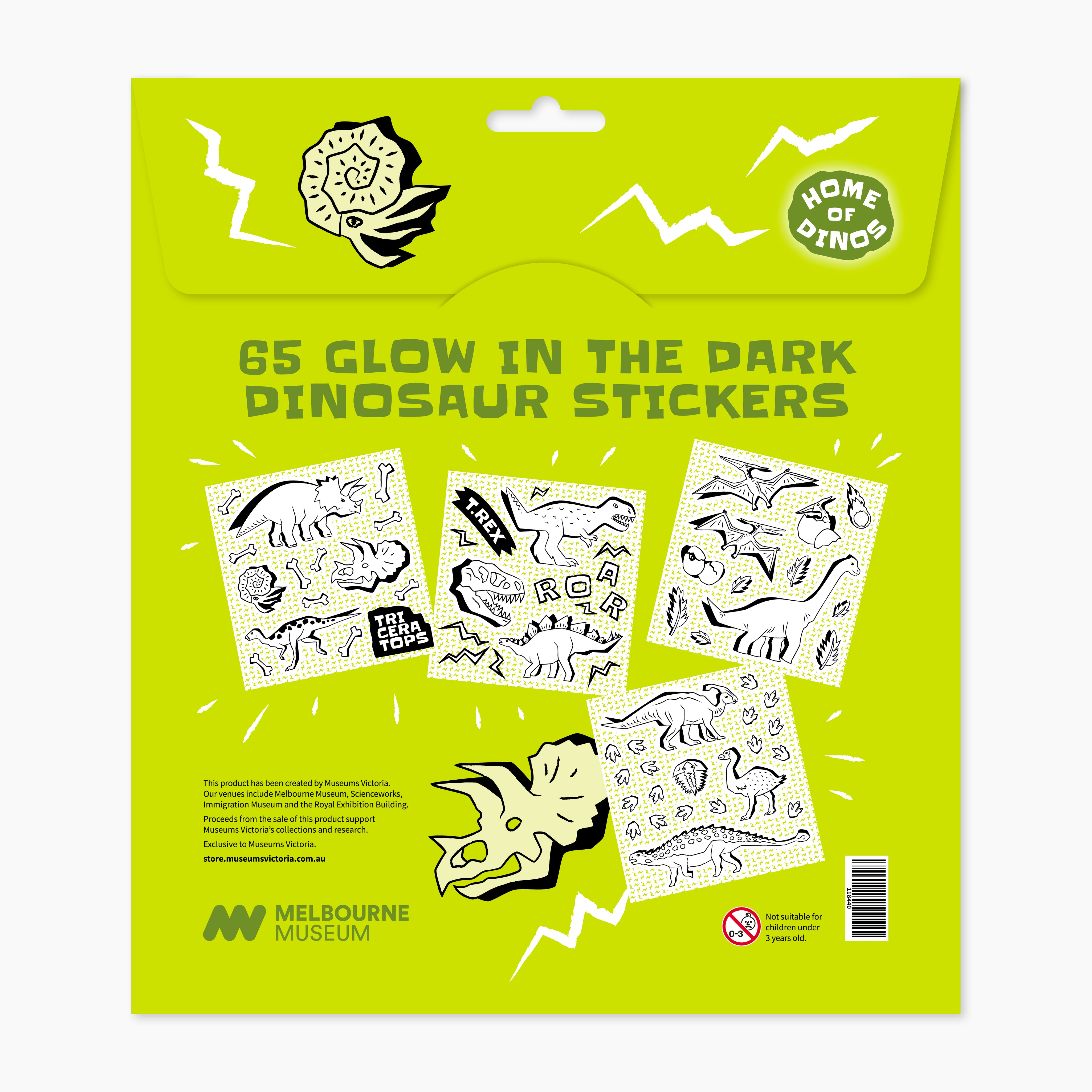 Home of Dinos Glow in the Dark Sticker Set