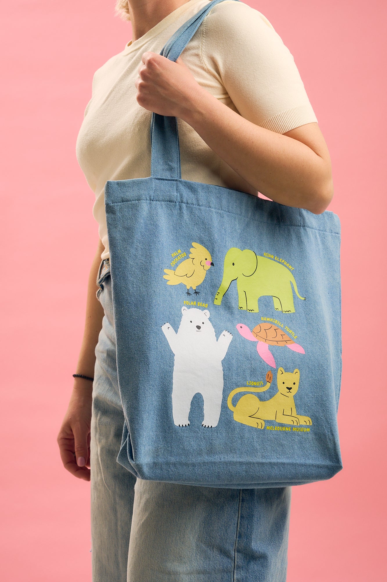 Animal Friends Denim Tote Bag