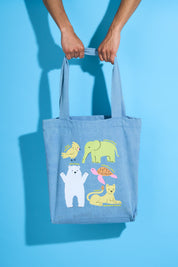 Animal Friends Denim Tote Bag