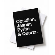 Obsidian, Jasper, Pyrite & Quartz Greeting Card
