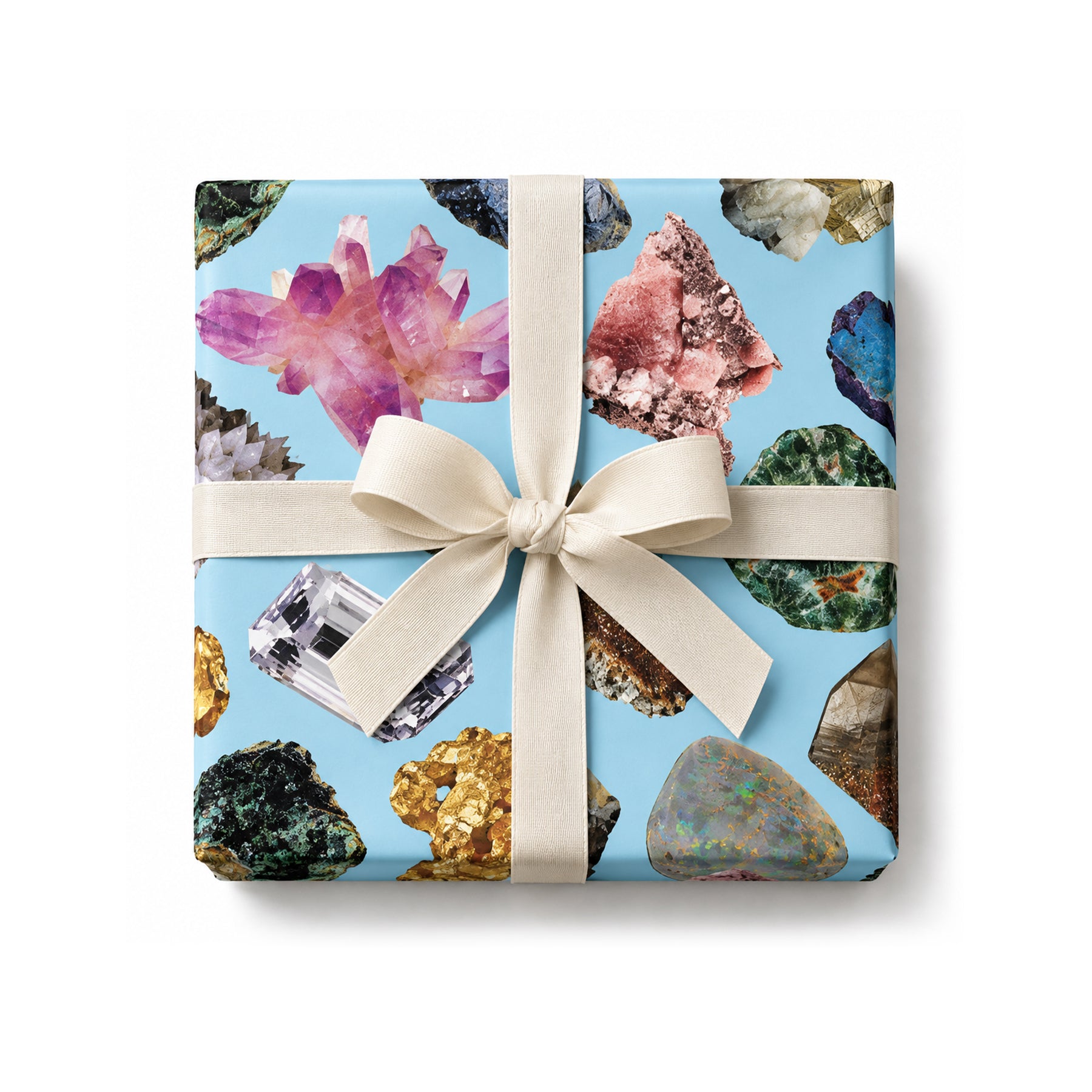 Blue Minerals & Gems Gift Wrap