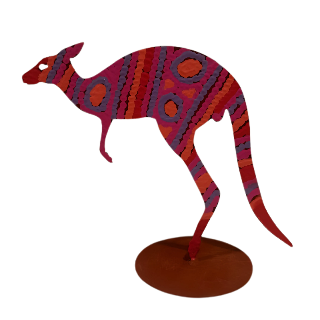 Small Painted Metal Kangaroos