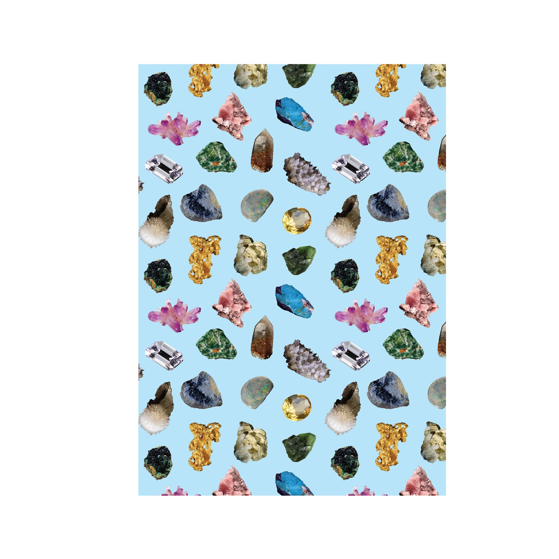 Blue Minerals & Gems Gift Wrap