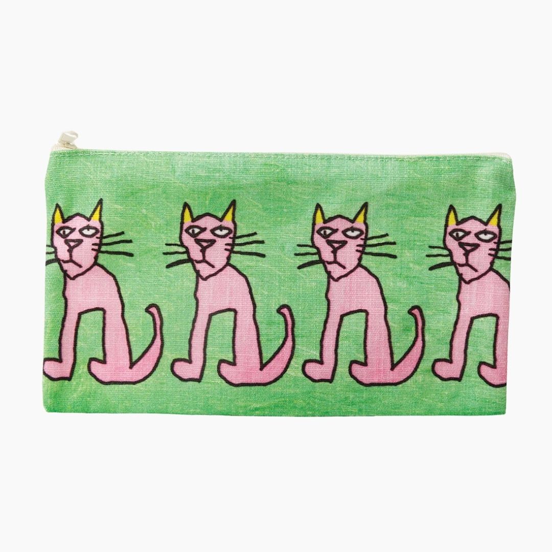 Louise Pink Cats Zip Bag