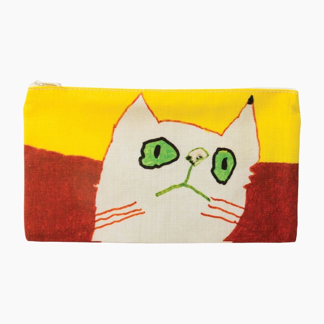Louise White Cat Zip Bag