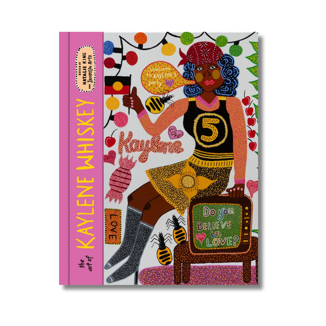 Book cover with colorful illustration of a woman and text 'Kaylene Whiskey' on a white background