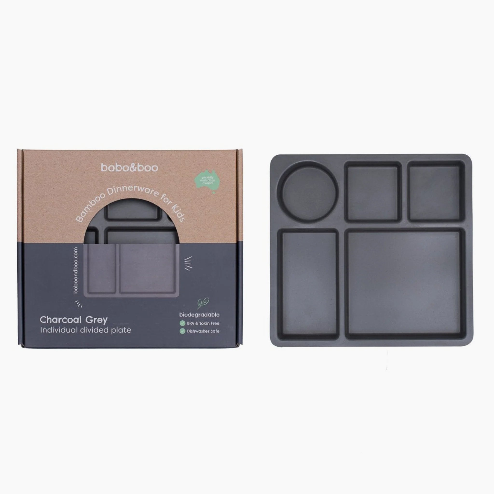 Bamboo Divided Plate - Charcoal Grey