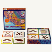 First Nations Memory game set with cards and box on a white background