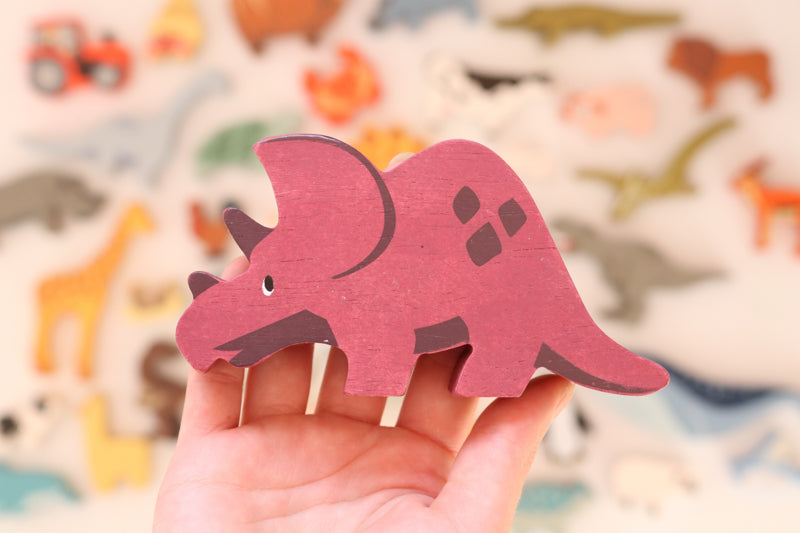 Wooden Triceratops Toy